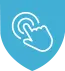 Pictogramme d'une main qui clique sur un blason bleu clair