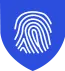 Pictogramme d'une empreinte digitale sur un blason bleu