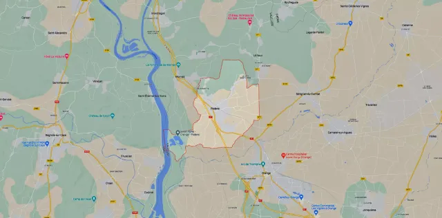 Carte de situation de la commune de Piolenc, entre Mornas et Orange, près du Rhône
