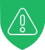 Pictogramme d'un triangle d'alerte sur un blason vert